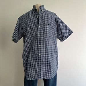 Chaps - Blue Checkered Short Sleeves Button down Shirt